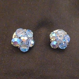 🔥 FINAL PRICE DROP🔥 VTG LAVIE DESIGNER BLUE AURORA BOREALIS CLIP ON EARRINGS
